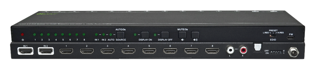 AV Gear UHS28 - HDMI2.0 2×8 Switcher with Audio De-embedding