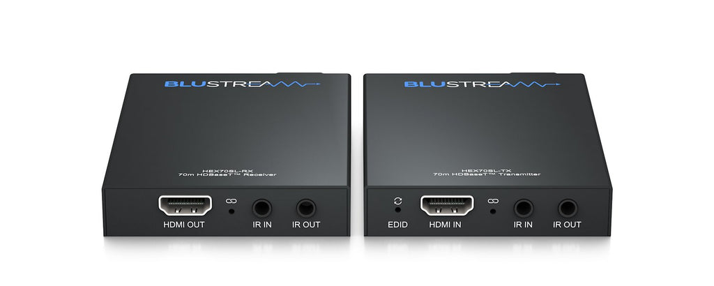Blustream HEX70SL-KIT Slimline HDBaseT™ Extender Set - 70m (4K up to 40m), Bi-directional IR and Bi-directional PoC