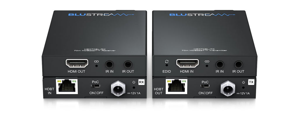 Blustream HEX70SL-KIT Slimline HDBaseT™ Extender Set - 70m (4K up to 40m), Bi-directional IR and Bi-directional PoC