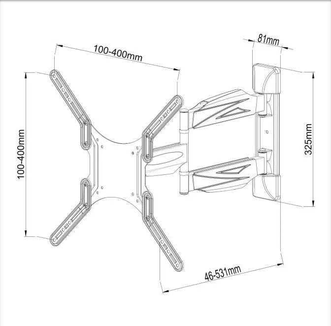 23-55" Ultra Slim Full Motion Single Arm LCD TV Wall Mount Bracket Max 30kgs