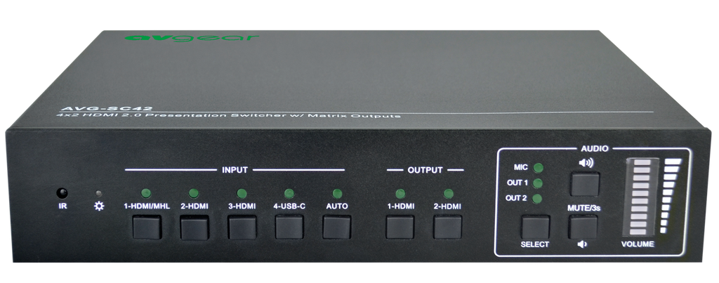 AV Gear SC42T - 4 in 2 out HDMI2.0 Seamless Scaler Matrix