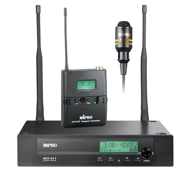 MiPro ACT311-BP-6 Belt pack and lapel wireless microphone package